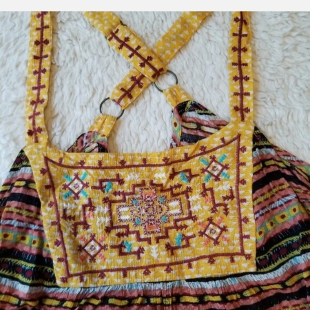 Colorful Embroidered Boho Top